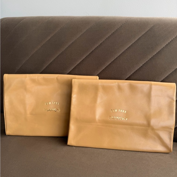 Mango Handbags - Mango Tan Leather Fold-Over Clutch Duo